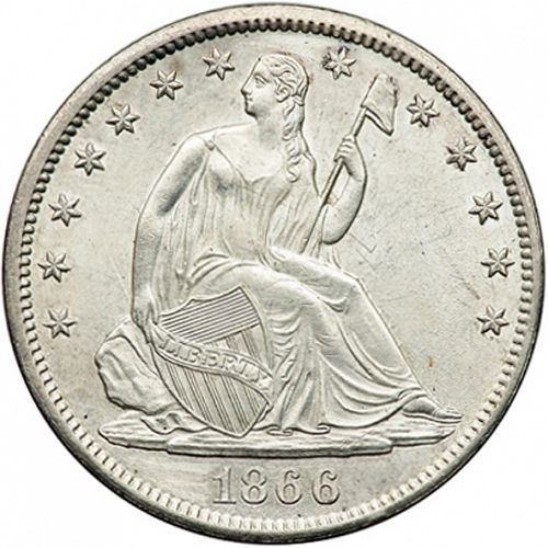 50 cent Obverse Image minted in UNITED STATES in 1866S (Seated Liberty - Arrows at date removed)  - The Coin Database