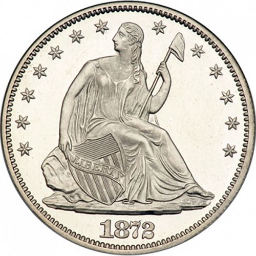 50 cent Obverse Image minted in UNITED STATES in 1872 (Seated Liberty - Motto above eagle)  - The Coin Database