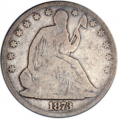 50 cent Obverse Image minted in UNITED STATES in 1873 (Seated Liberty - Motto above eagle)  - The Coin Database