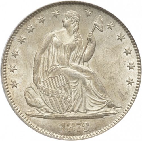 50 cent Obverse Image minted in UNITED STATES in 1873CC (Seated Liberty - Motto above eagle)  - The Coin Database