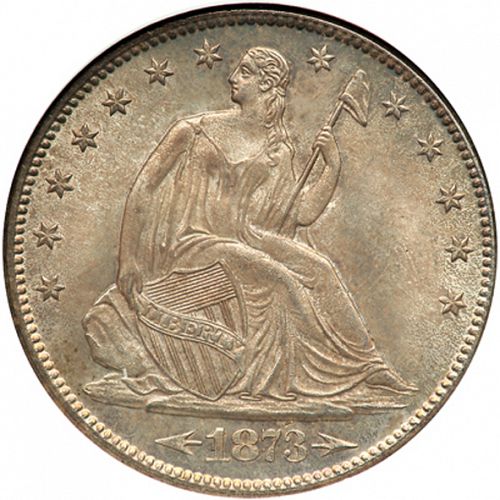50 cent Obverse Image minted in UNITED STATES in 1873S (Seated Liberty - Arrows at date)  - The Coin Database