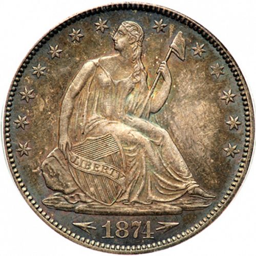 50 cent Obverse Image minted in UNITED STATES in 1874CC (Seated Liberty - Arrows at date)  - The Coin Database