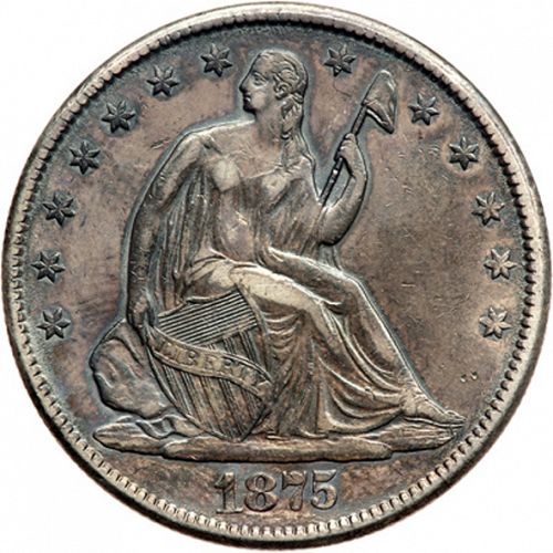 50 cent Obverse Image minted in UNITED STATES in 1875CC (Seated Liberty - Arrows at date removed)  - The Coin Database
