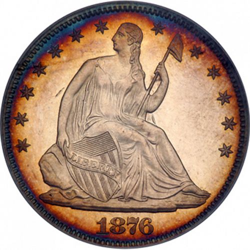50 cent Obverse Image minted in UNITED STATES in 1876 (Seated Liberty - Arrows at date removed)  - The Coin Database