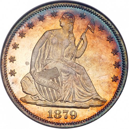 50 cent Obverse Image minted in UNITED STATES in 1879 (Seated Liberty - Arrows at date removed)  - The Coin Database