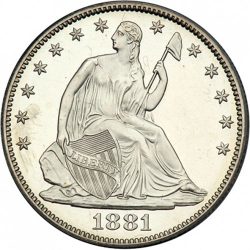 50 cent Obverse Image minted in UNITED STATES in 1881 (Seated Liberty - Arrows at date removed)  - The Coin Database