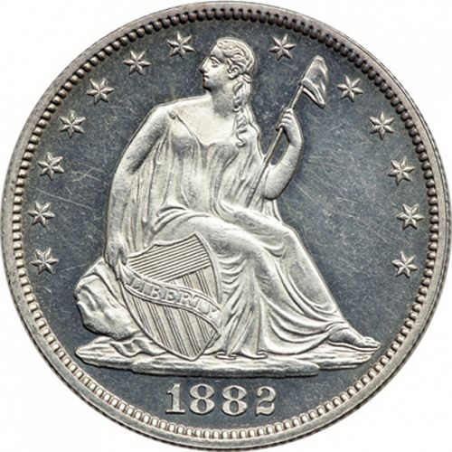 50 cent Obverse Image minted in UNITED STATES in 1882 (Seated Liberty - Arrows at date removed)  - The Coin Database