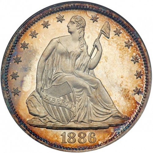 50 cent Obverse Image minted in UNITED STATES in 1886 (Seated Liberty - Arrows at date removed)  - The Coin Database