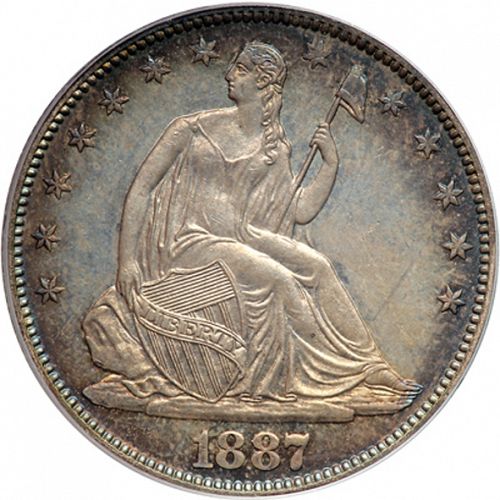 50 cent Obverse Image minted in UNITED STATES in 1887 (Seated Liberty - Arrows at date removed)  - The Coin Database