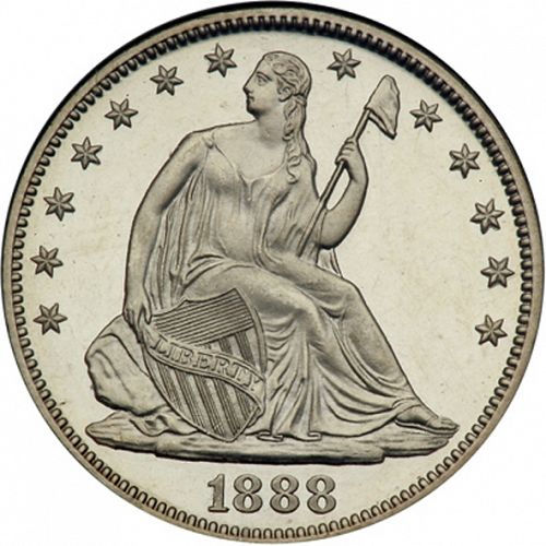 50 cent Obverse Image minted in UNITED STATES in 1888 (Seated Liberty - Arrows at date removed)  - The Coin Database