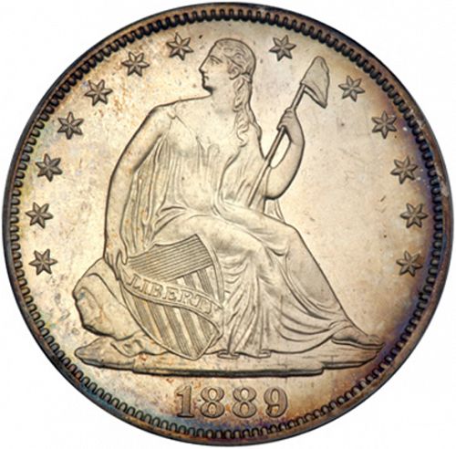 50 cent Obverse Image minted in UNITED STATES in 1889 (Seated Liberty - Arrows at date removed)  - The Coin Database