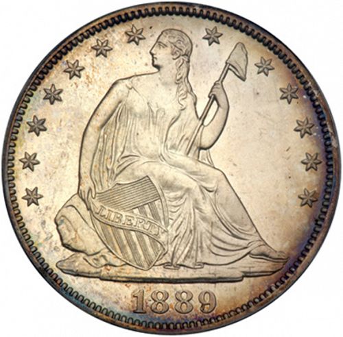 50 cent Obverse Image minted in UNITED STATES in 1889 (Seated Liberty - Arrows at date removed)  - The Coin Database