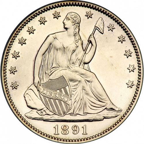 50 cent Obverse Image minted in UNITED STATES in 1891 (Seated Liberty - Arrows at date removed)  - The Coin Database