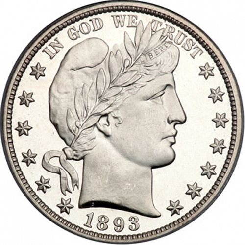 50 cent Obverse Image minted in UNITED STATES in 1893 (Barber)  - The Coin Database