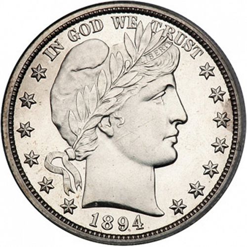 50 cent Obverse Image minted in UNITED STATES in 1894 (Barber)  - The Coin Database