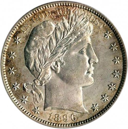 50 cent Obverse Image minted in UNITED STATES in 1896 (Barber)  - The Coin Database