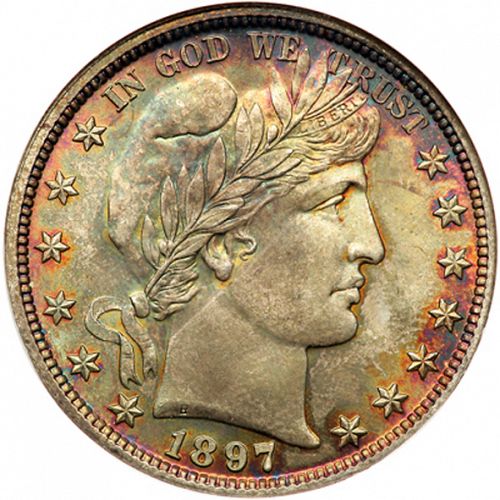 50 cent Obverse Image minted in UNITED STATES in 1897 (Barber)  - The Coin Database