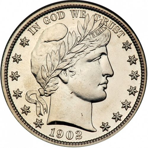 50 cent Obverse Image minted in UNITED STATES in 1902 (Barber)  - The Coin Database