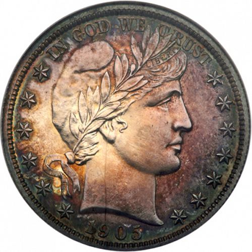 50 cent Obverse Image minted in UNITED STATES in 1905 (Barber)  - The Coin Database