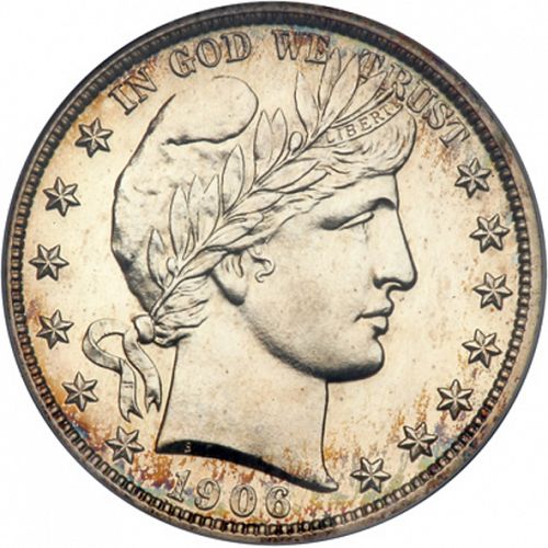 50 cent Obverse Image minted in UNITED STATES in 1906 (Barber)  - The Coin Database