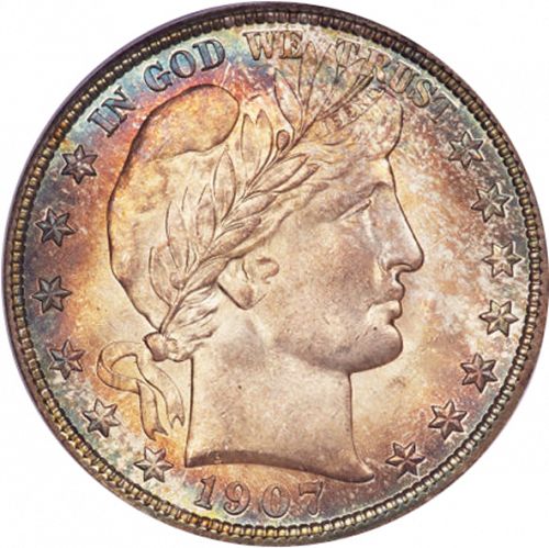 50 cent Obverse Image minted in UNITED STATES in 1907S (Barber)  - The Coin Database