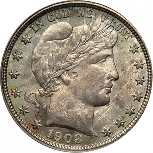 50 cent Obverse Image minted in UNITED STATES in 1908O (Barber)  - The Coin Database