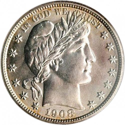50 cent Obverse Image minted in UNITED STATES in 1908S (Barber)  - The Coin Database