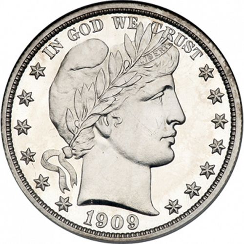 50 cent Obverse Image minted in UNITED STATES in 1909 (Barber)  - The Coin Database
