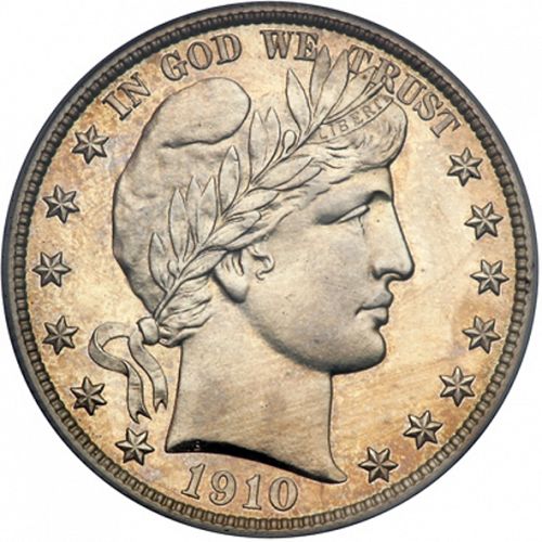 50 cent Obverse Image minted in UNITED STATES in 1910 (Barber)  - The Coin Database