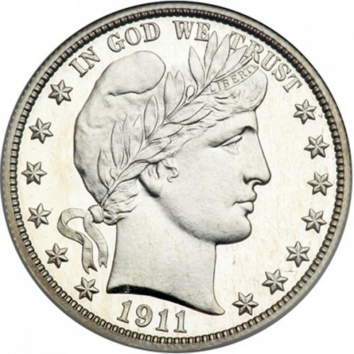 50 cent Obverse Image minted in UNITED STATES in 1911 (Barber)  - The Coin Database