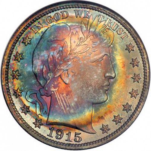 50 cent Obverse Image minted in UNITED STATES in 1915 (Barber)  - The Coin Database