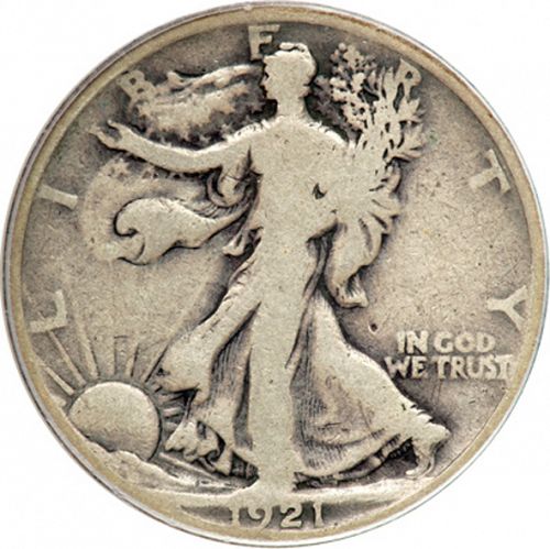 50 cent Obverse Image minted in UNITED STATES in 1921 (Walking Liberty - Mintmark on reverse)  - The Coin Database