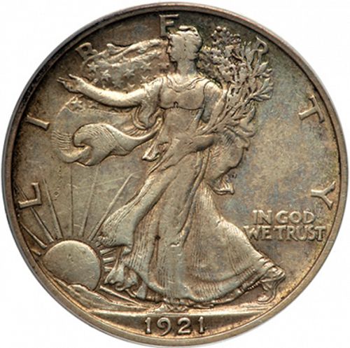50 cent Obverse Image minted in UNITED STATES in 1921S (Walking Liberty - Mintmark on reverse)  - The Coin Database