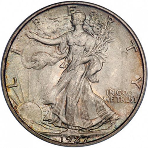 50 cent Obverse Image minted in UNITED STATES in 1927S (Walking Liberty - Mintmark on reverse)  - The Coin Database