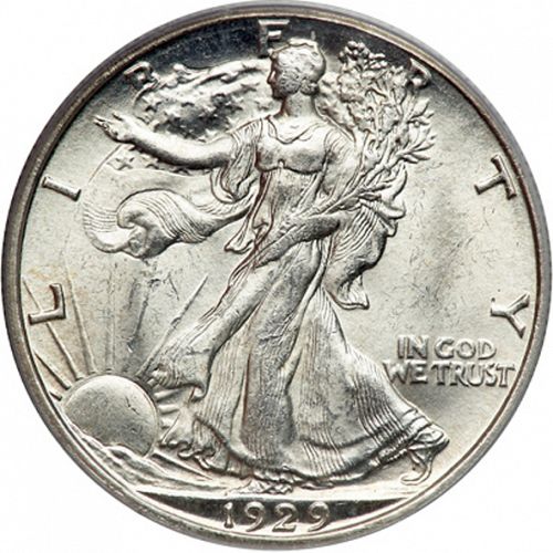 50 cent Obverse Image minted in UNITED STATES in 1929S (Walking Liberty - Mintmark on reverse)  - The Coin Database