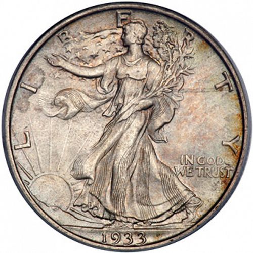 50 cent Obverse Image minted in UNITED STATES in 1933S (Walking Liberty - Mintmark on reverse)  - The Coin Database