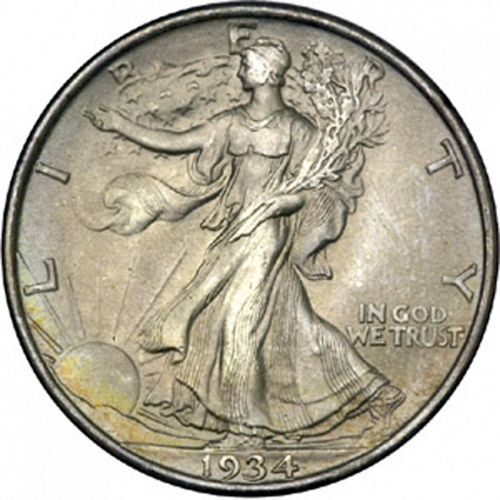 50 cent Obverse Image minted in UNITED STATES in 1934 (Walking Liberty - Mintmark on reverse)  - The Coin Database