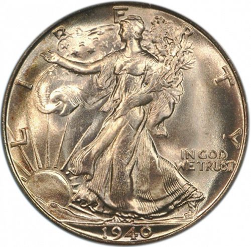 50 cent Obverse Image minted in UNITED STATES in 1940S (Walking Liberty - Mintmark on reverse)  - The Coin Database