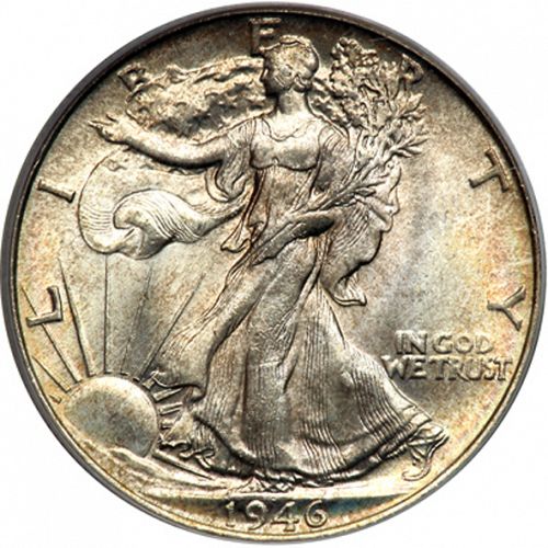 50 cent Obverse Image minted in UNITED STATES in 1946 (Walking Liberty - Mintmark on reverse)  - The Coin Database