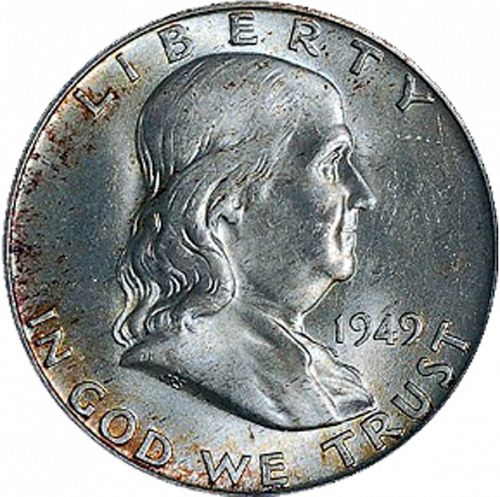 50 cent Obverse Image minted in UNITED STATES in 1949 (Franklin)  - The Coin Database
