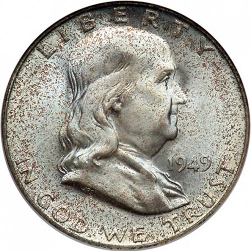 50 cent Obverse Image minted in UNITED STATES in 1949S (Franklin)  - The Coin Database