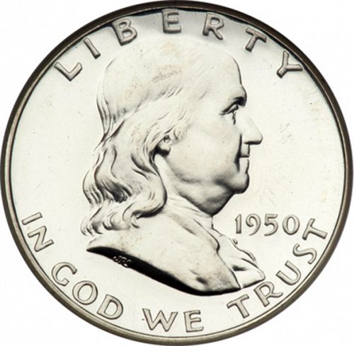 50 cent Obverse Image minted in UNITED STATES in 1950 (Franklin)  - The Coin Database