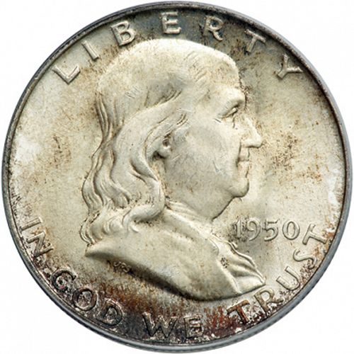 50 cent Obverse Image minted in UNITED STATES in 1950D (Franklin)  - The Coin Database