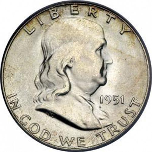 50 cent Obverse Image minted in UNITED STATES in 1951S (Franklin)  - The Coin Database