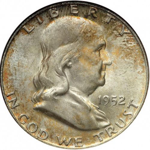 50 cent Obverse Image minted in UNITED STATES in 1952D (Franklin)  - The Coin Database