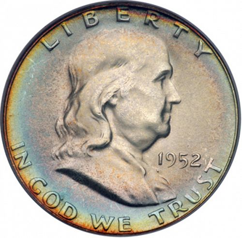 50 cent Obverse Image minted in UNITED STATES in 1952S (Franklin)  - The Coin Database