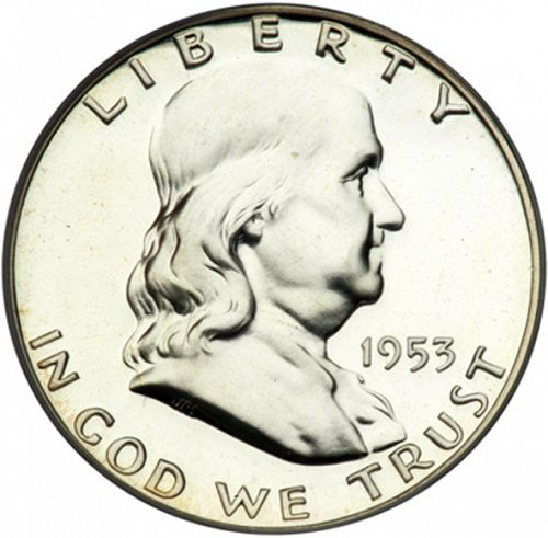 50 cent Obverse Image minted in UNITED STATES in 1953 (Franklin)  - The Coin Database