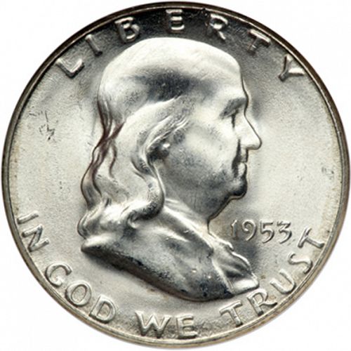 50 cent Obverse Image minted in UNITED STATES in 1953S (Franklin)  - The Coin Database