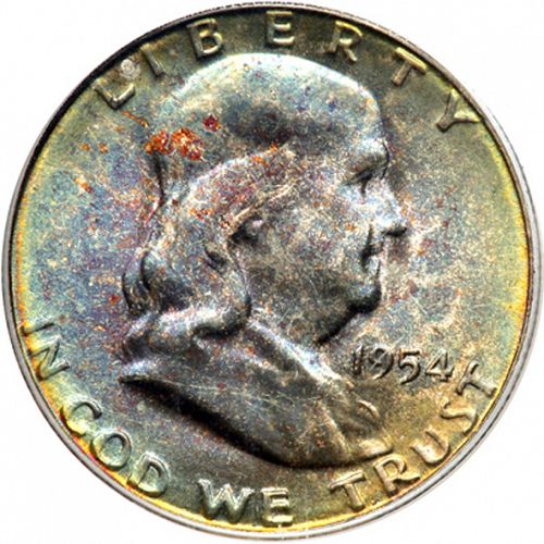 50 cent Obverse Image minted in UNITED STATES in 1954S (Franklin)  - The Coin Database