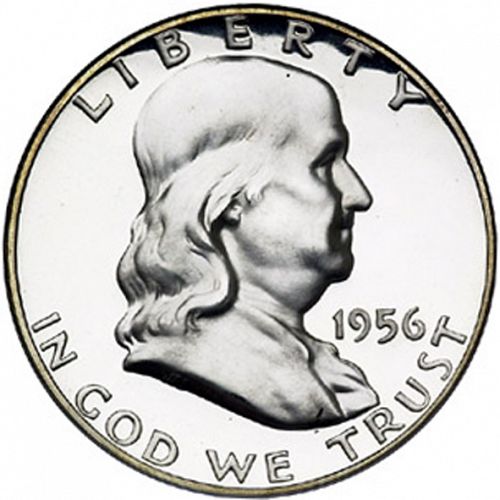 50 cent Obverse Image minted in UNITED STATES in 1956 (Franklin)  - The Coin Database